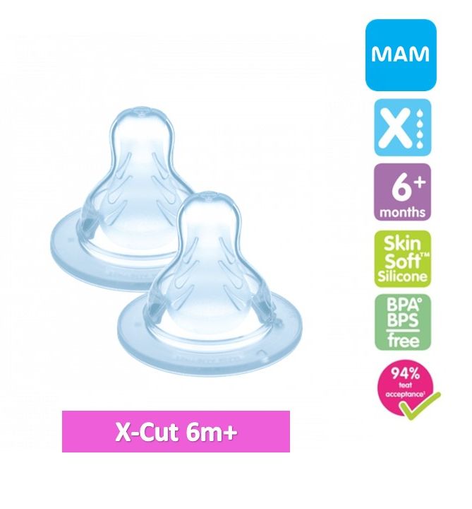 MAM Original Silicone Slow / Medium / Fast / XCut Flow Teat Bottle Nipple 2pcs