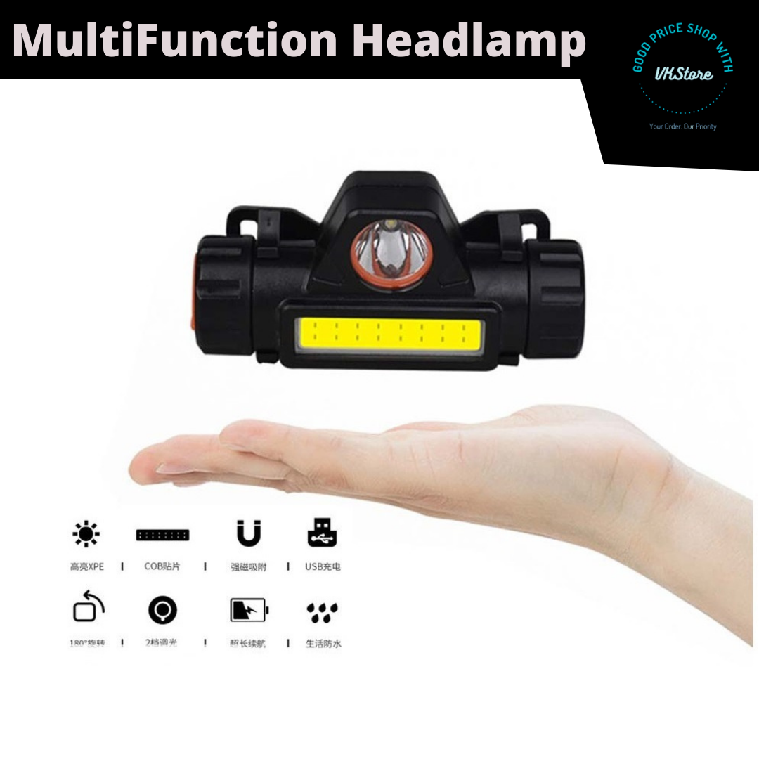 Multifunctional Waterproof Powerful LED Headlamp XPE + COB USB Rechargeable Headlight Head Torch Head Lamp