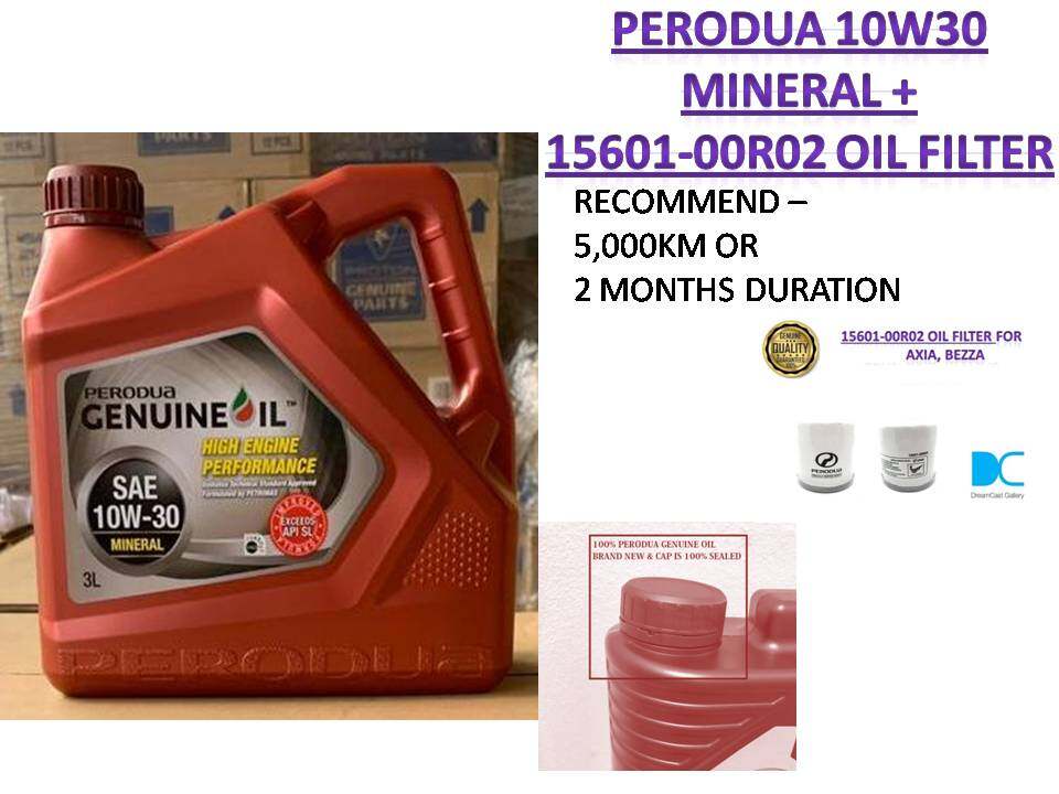 Perodua 10W30 Mineral Oil 3L + Oil Filter for Aruz Axia Bezza Myvi 2018