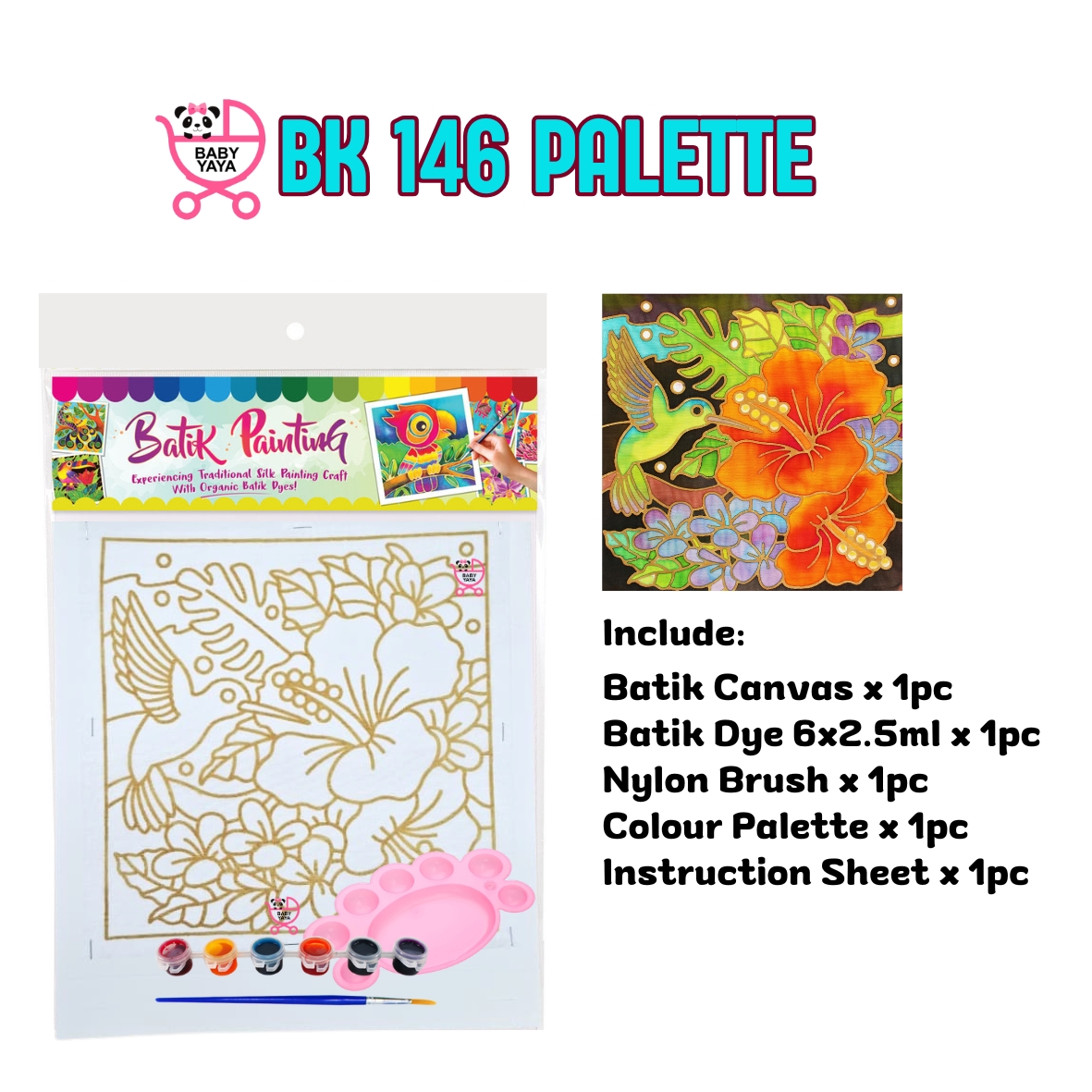 BABYYAYA Birdie Theme Batik Painting Kit for Kids |DIY Malaysian Batik Art Craft Set with Colour Paint & Brush |Creative