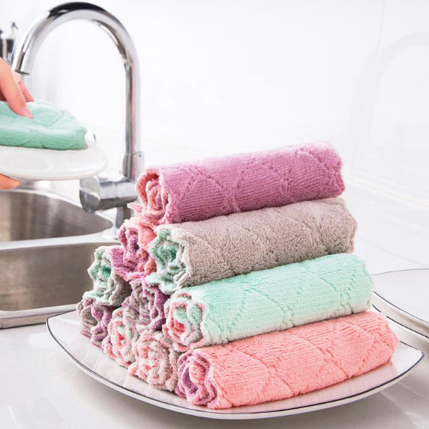 Microfiber Cloth Household Kitchen Dishwashing Kitchen Cleaning Cloth (25cm x 25cm) (1pc)