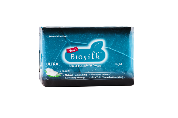 Biosilk Herbal Ultra Nightuse Sanitary Napkins / Pads 29cm 18\'s