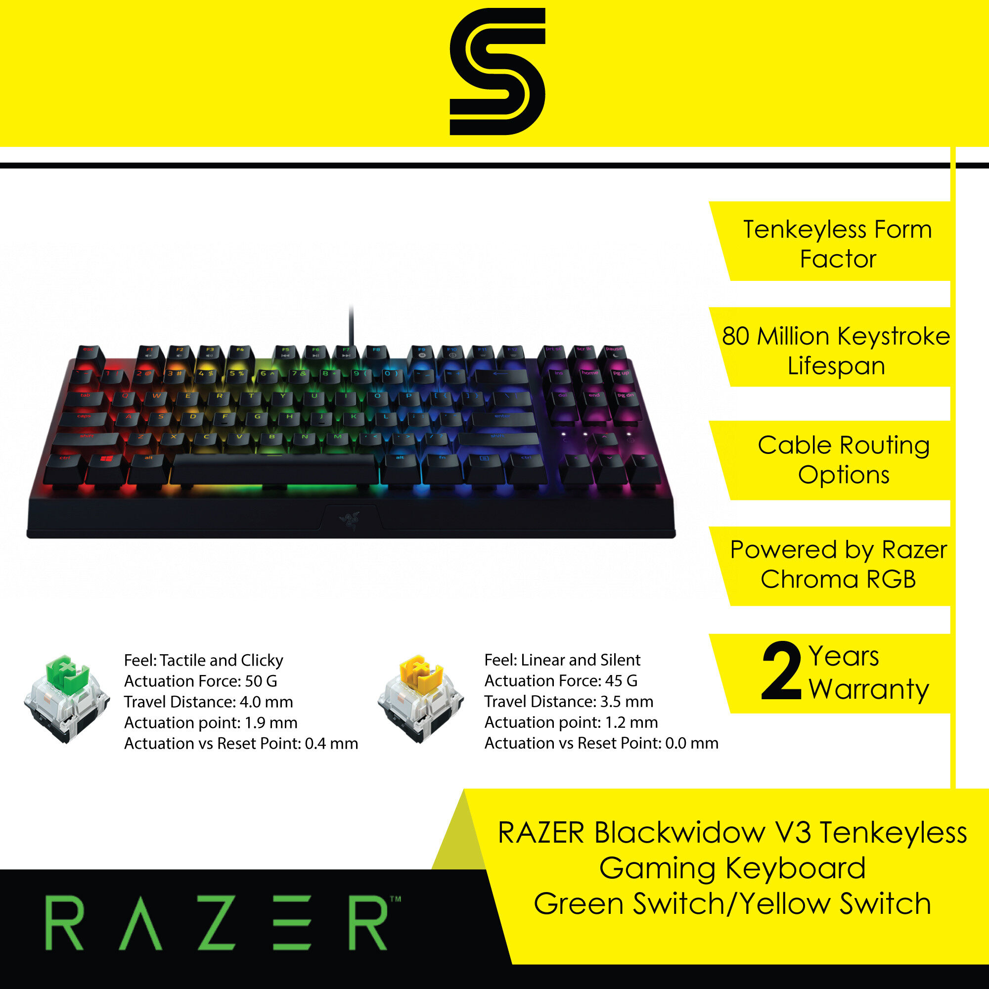RAZER BlackWidow V3 Tenkeyless Gaming Keyboard