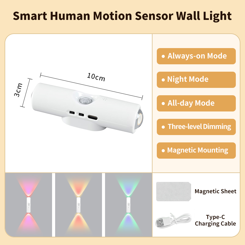 TEP Smart Human Motion Sensor Wall Light Long Battery Life 10-Year Warranty Double-Headed Cats Eye Light