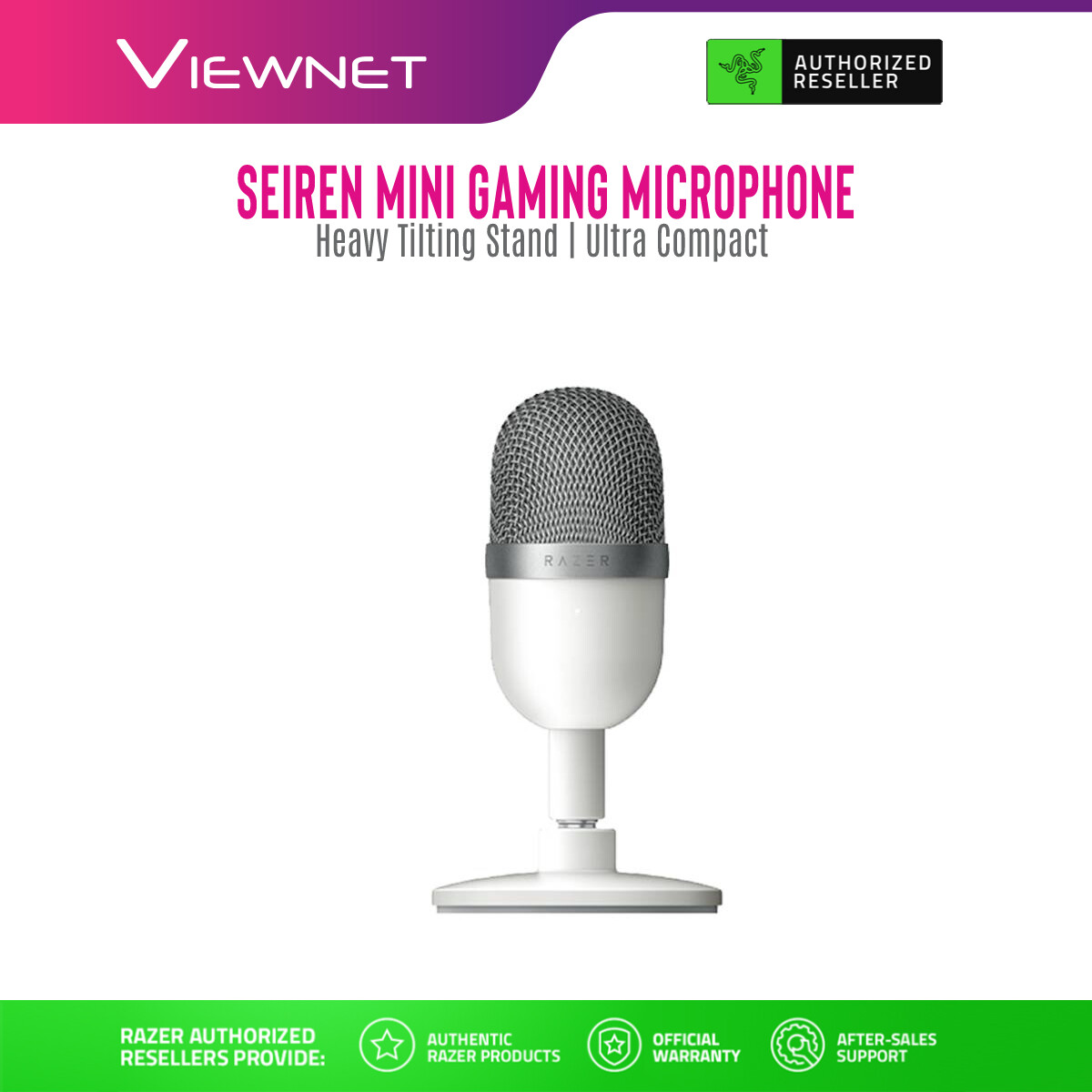 Razer Seiren Mini Gaming Mic with Ultra-Precise Supercardioid Pickup Pattern, Heavy-Duty Tilting Stand, USB Plug And Play