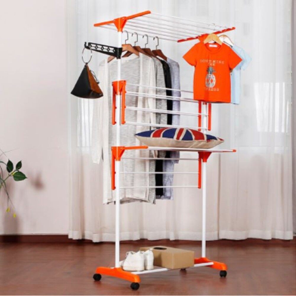 [ Local Ready Stocks ] Ampai Baju Boleh Lipat 3 Tingkat Jimat Ruang Tahan Lama Kukuh Strong Durable 3 Tiers Clothes Rack Home Room Dry
