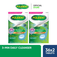 Polident Denture and Retainer Cleaning Tablets 3 Minute Daily Cleanser (2 x 36s)