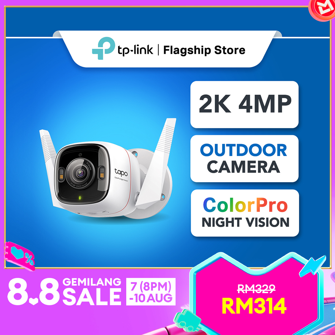 TP-Link Outdoor 2K QHD 4MP ColorPro Night Vision IP66 IP Camera CCTV Tapo C325WB (with Amazon Cloud / Sirim Certify)