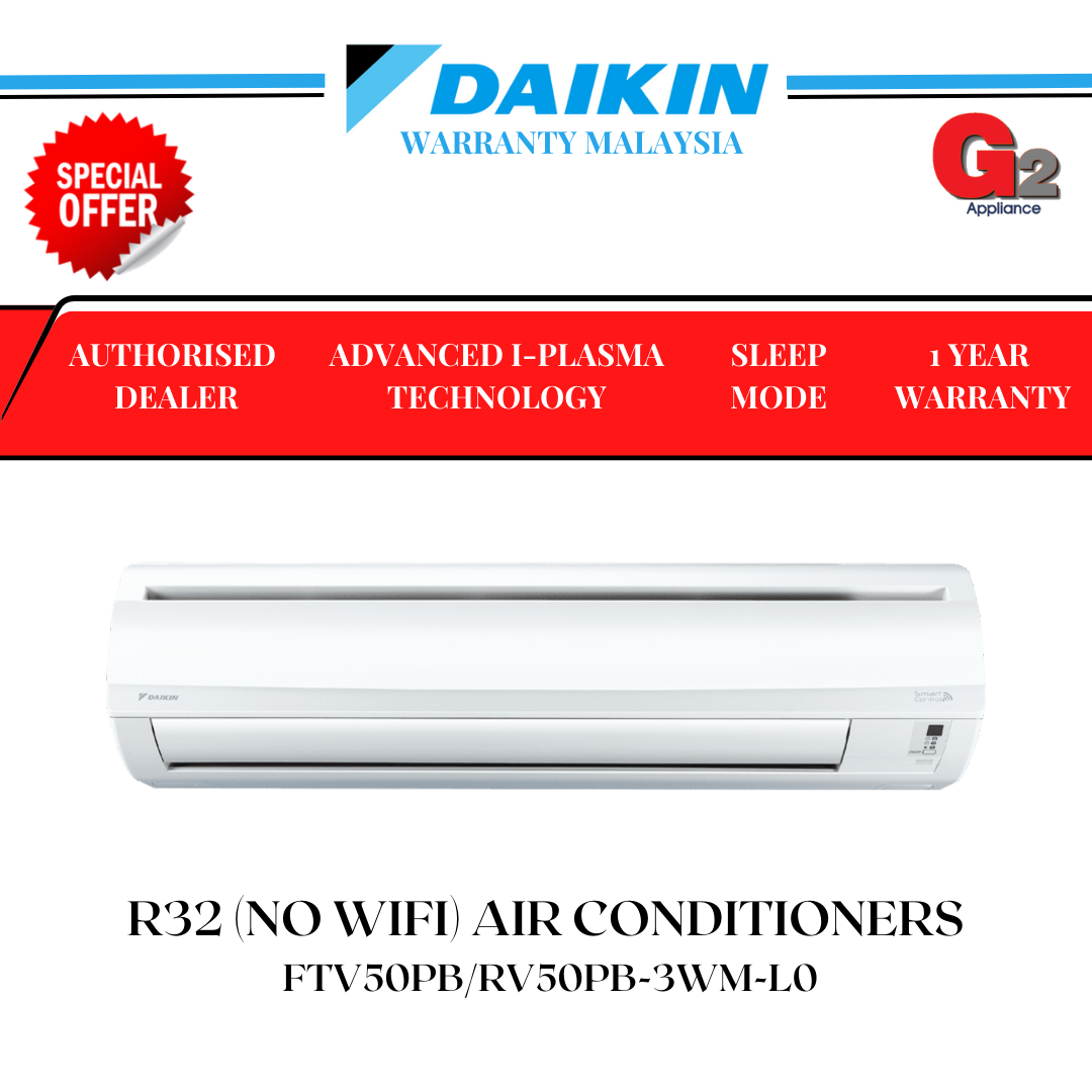 DAIKIN 2.0HP NON-INVERTER (NON WIFI) R32 (3 STAR) FTV50PB/RV50PB-3WM-L0