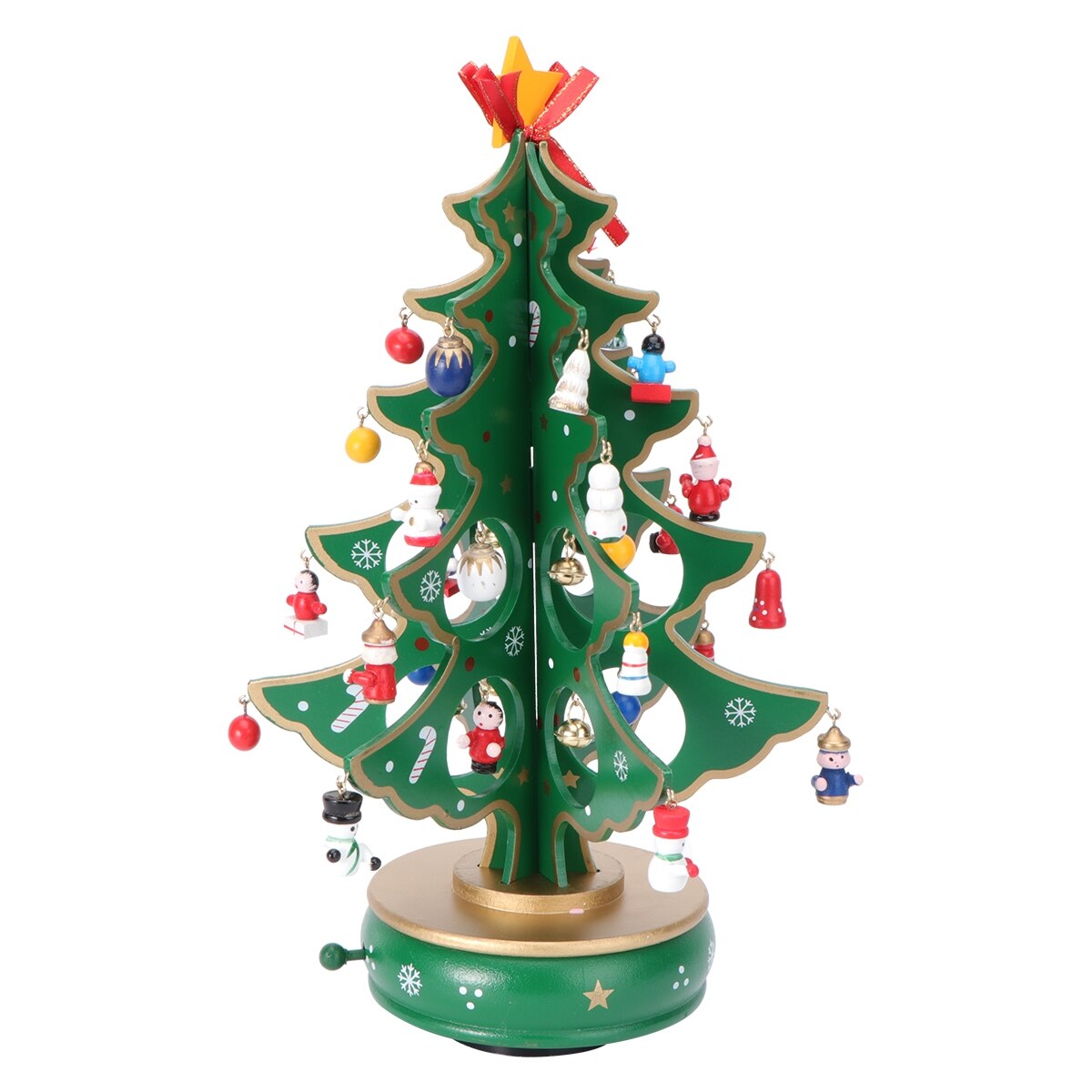 AQ Home Decoration Christmas Tree Boxes Tabletop Wooden Musical Figurine