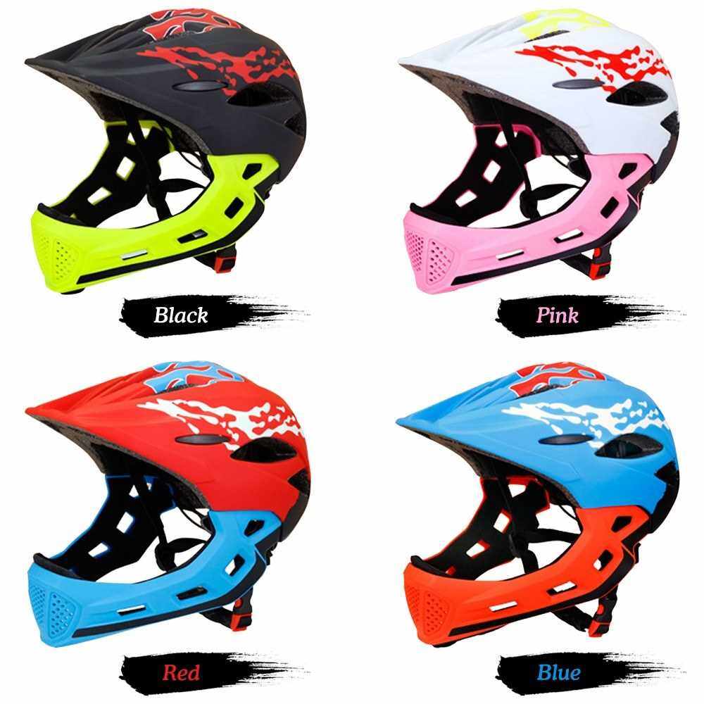 Children Bike Helmet Adjustable Detachable Full Face Helmet for Kids Outdoor Balance Car Cycling Skateboard Age 3-12 Year Old (Red)