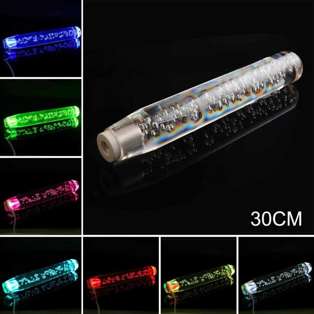 LED Light RGB Shift Knob Stick Crystal Transparent Bubble Gear Shifter 30cm,Multicolor Gradient Shift Knob Universal (1)