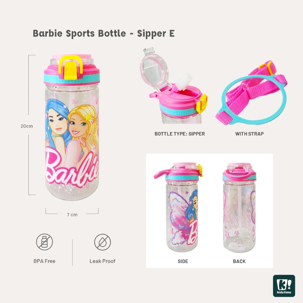 Kidztime Children Cartoon Character Anti- Bac Sports Bottle No Straw Kids Bottle 580ml BPA Free Material Baby Shark Cocomelon Unicorn Paw Patrol Barbie