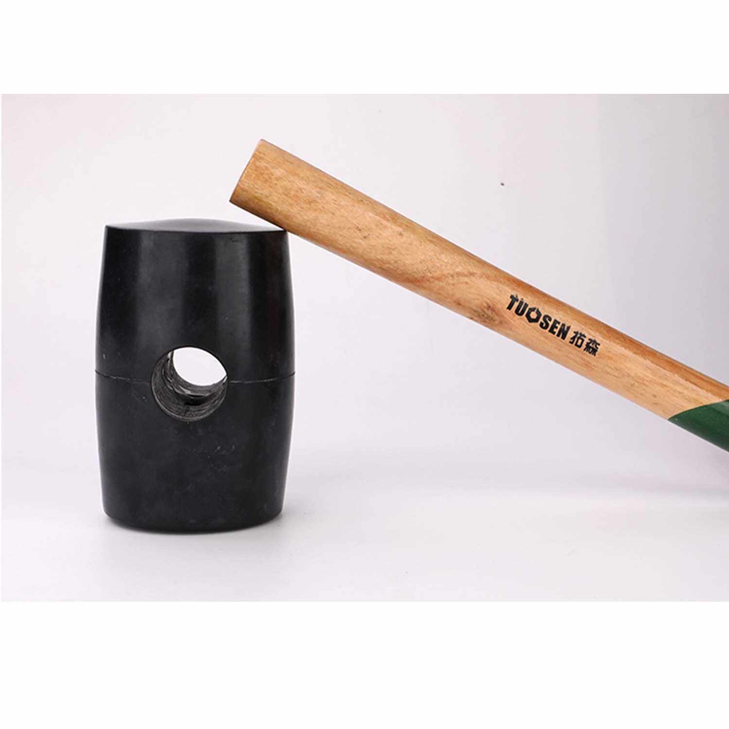 60500 Black Rubber Mallet Dual Face Tile Hammer with Wooden Handle (Black)