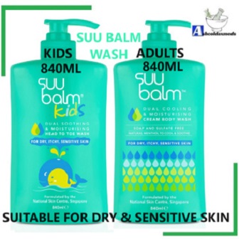 SUU BALM Dual Cooling Moisturising Cream Body Wash 840ml Adult (EXP01/27) / Kids (EXP08/26)