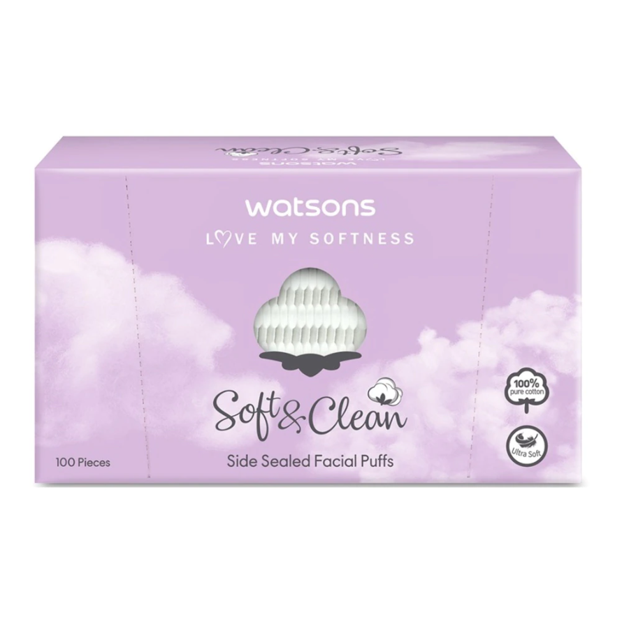 WATSONS Side Sealed Facial Cotton Puff (100\'s)