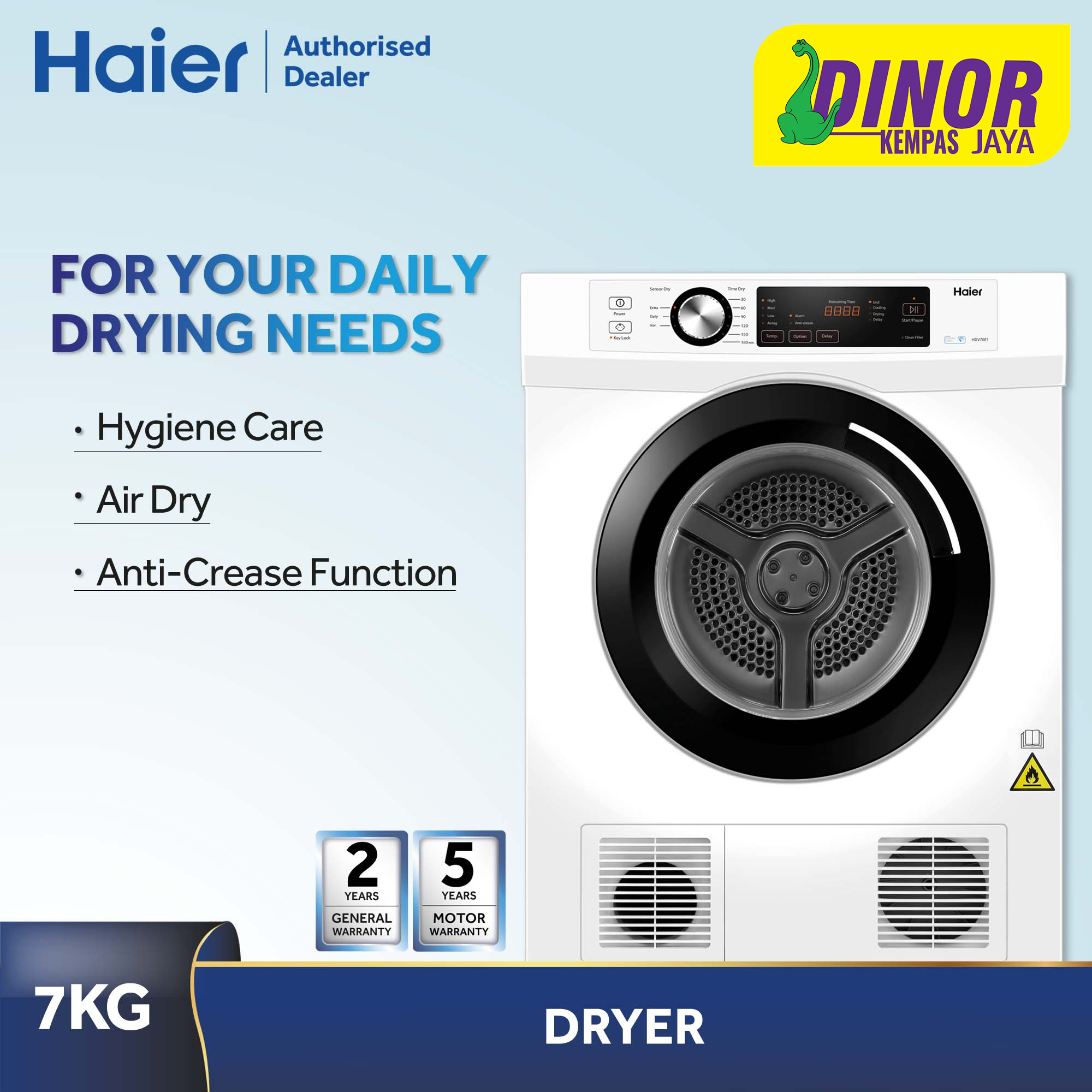 Haier Vented Tumble Dryer 7KG HDV70E1 / HDV-70E1