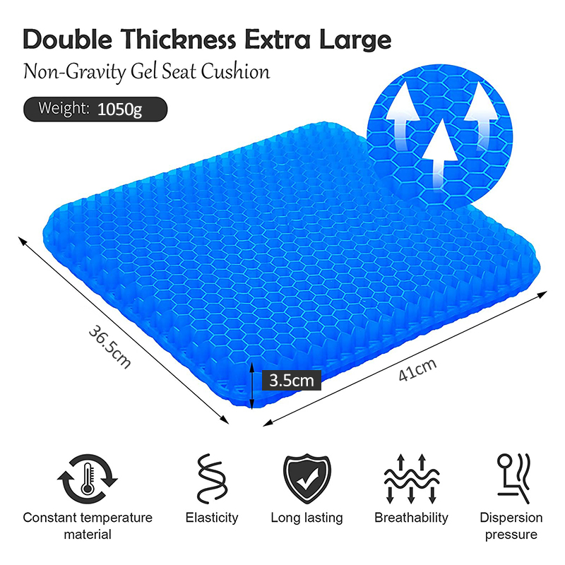 Honeycomb Gel Seat Cushion TPE Silicone Cooling Grid Egg Sitter Gel Flex Seat Cushion Soft Support Non Slip Summer Ice Cool Pad Gel Chair Car Office Seat
