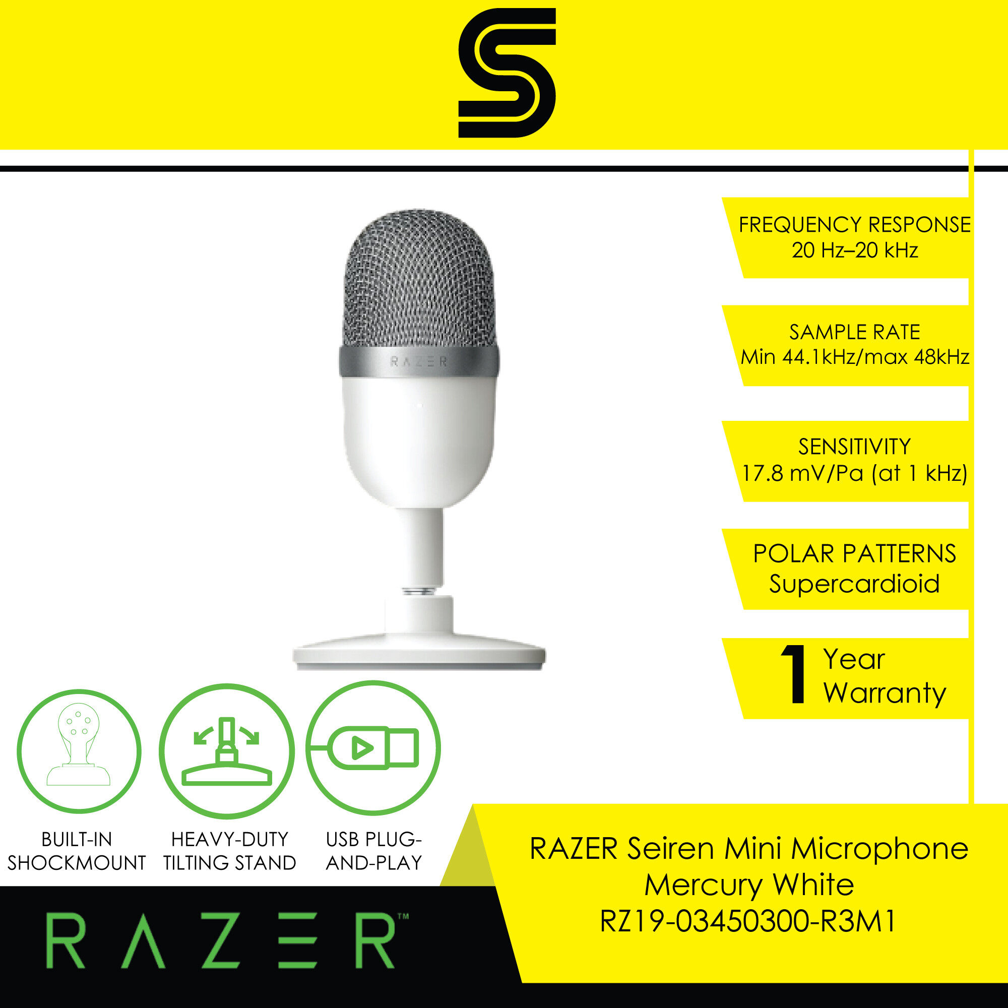 RAZER Seiren Mini Microphone - Mercury White