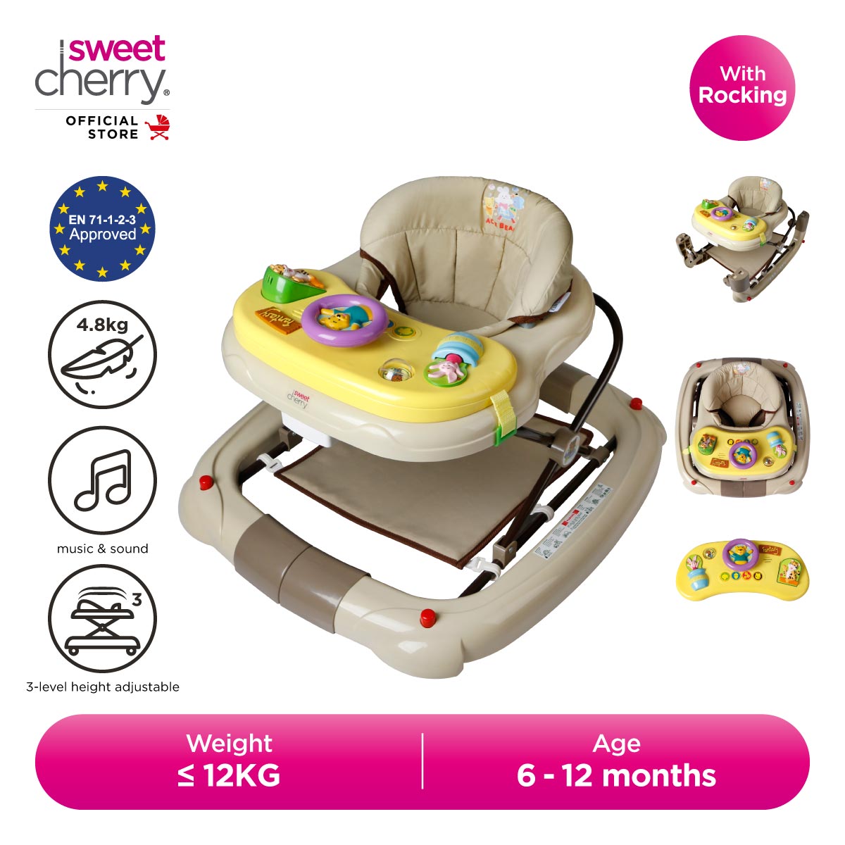 Sweet Cherry 2-in-1 Baby Walker with Rocking System T10770 2-in-1 Fantasy Walker