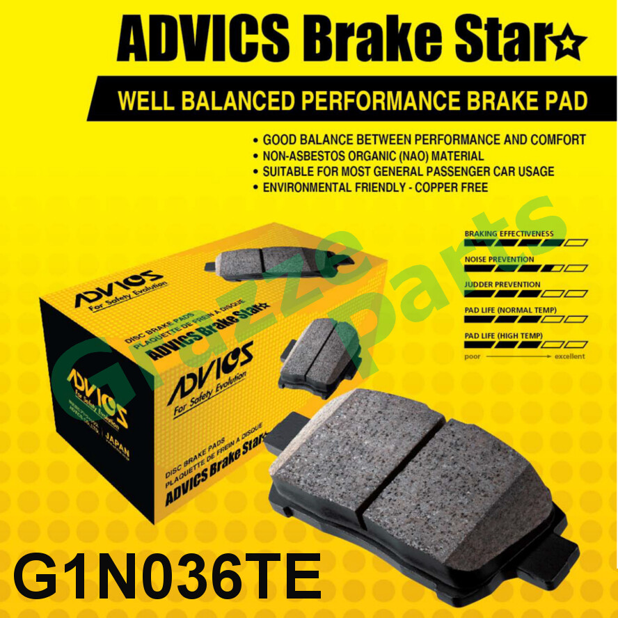 Advics Aisin Brake Star Disc Brake Pad Front G1N036TE for Perodua Myvi