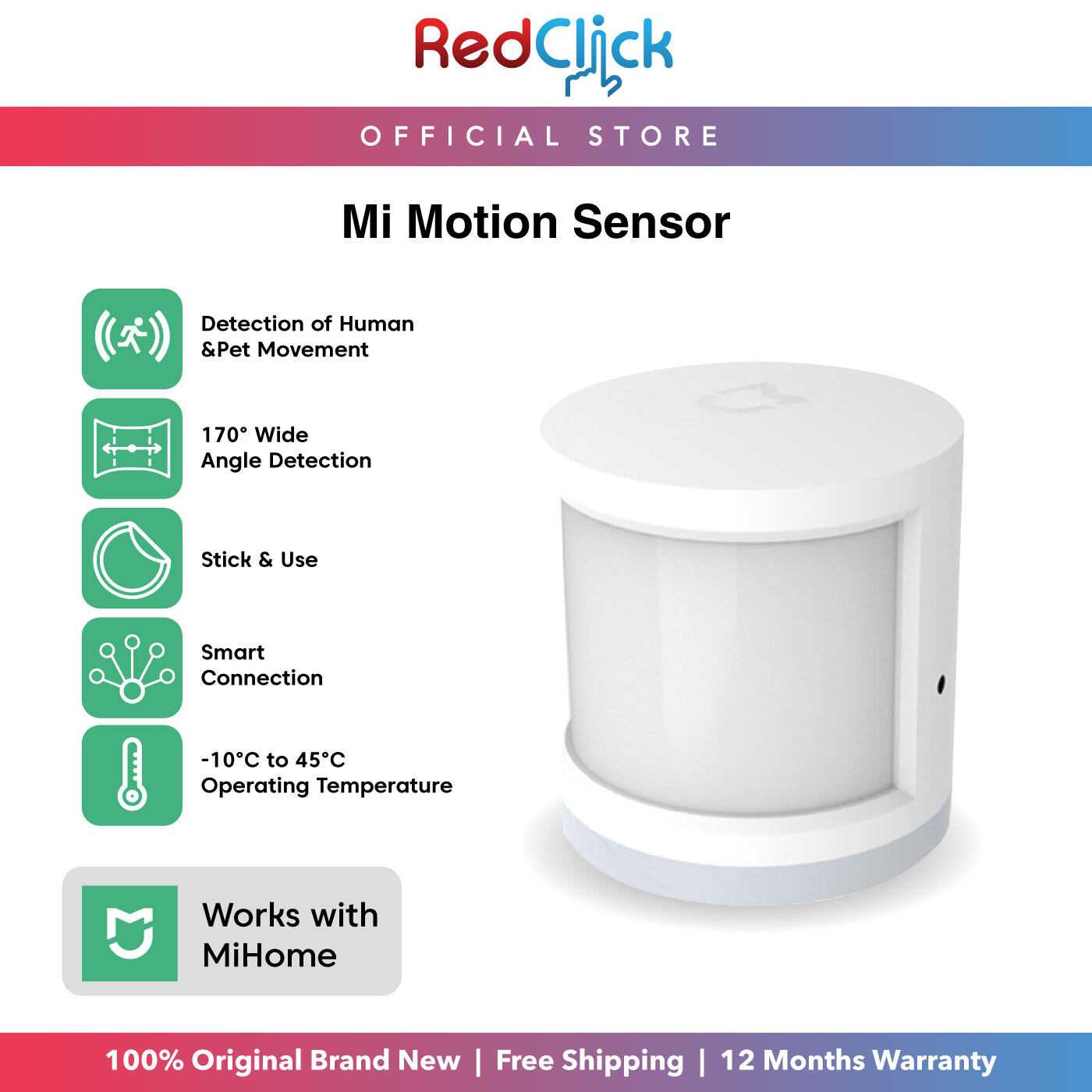 Xiaomi Mi Motion Sensor Human Detection and Pet Movement Wide Angle Detection Smart Connection Works with MiHome