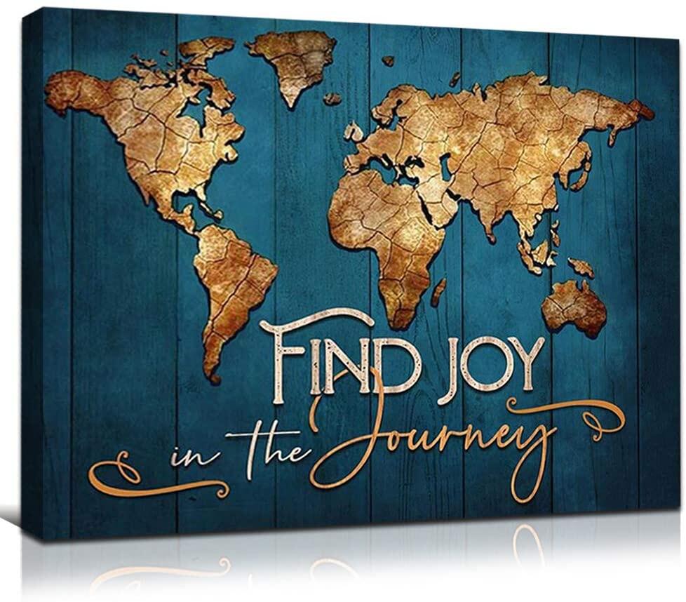 Tranh tường hình ảnh bức tranh màu xanh bản đồ thế giới sơn sẵn sàng để treo đóng khung tranh tường