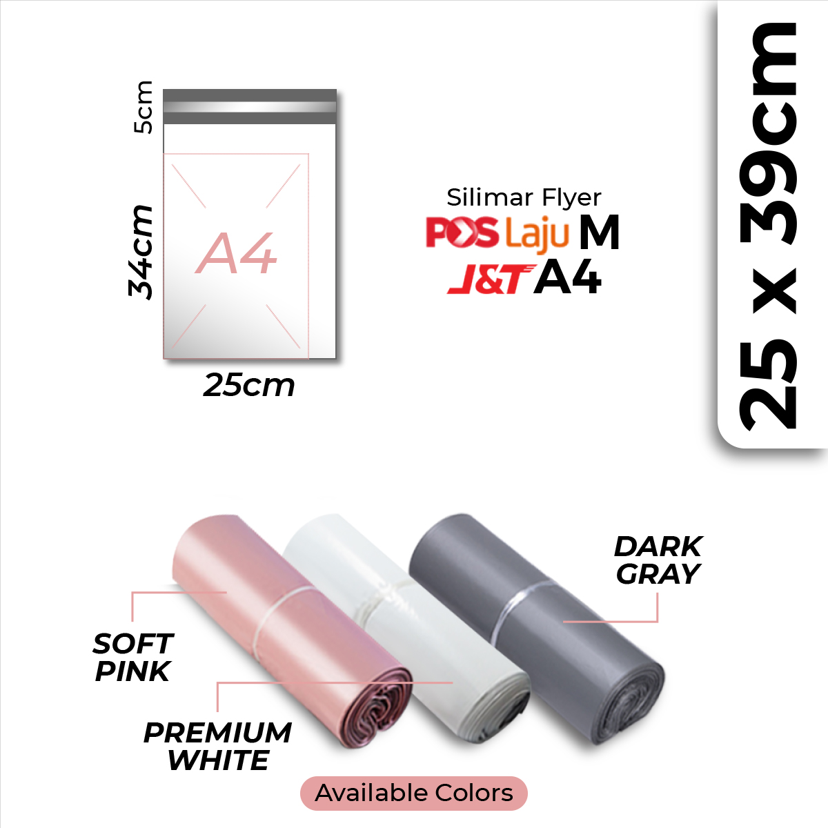 Courier bag Shipping bag Parcel plastic bag Mailers envelopes Premium quality Pink courier bag White and Grey color courier bag