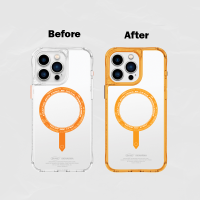 SKINARMA Saido Mag-Charge Case for iPhone 15/ 15 Pro - Clear/ Smoke/ Blue/ Orange (Sunburst)