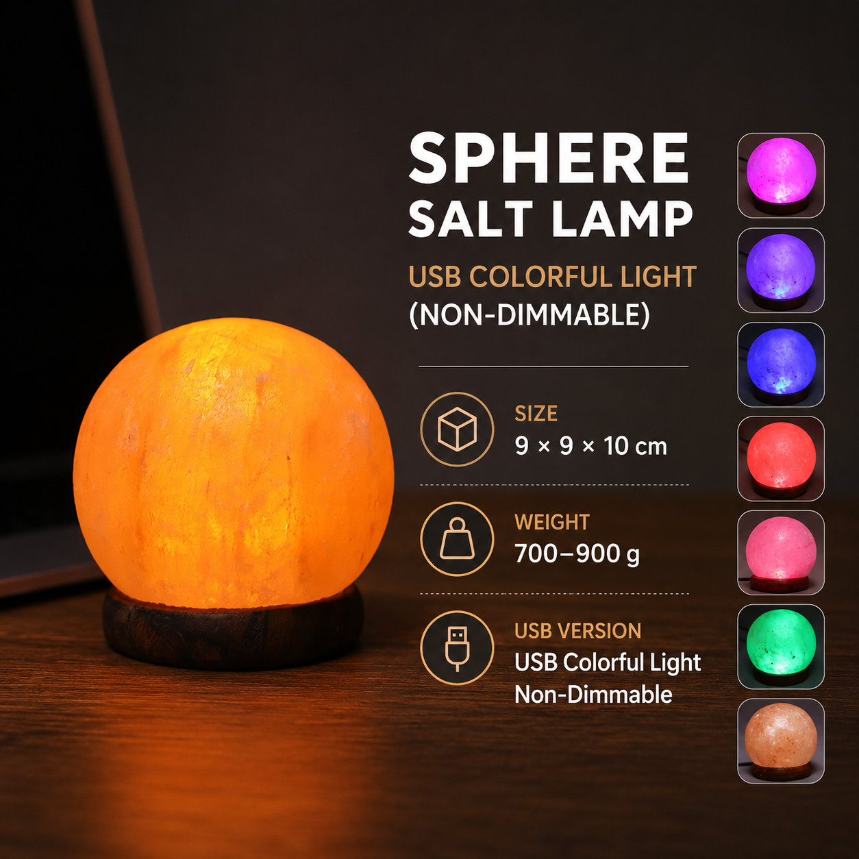 Natural Himalayan Salt Lamp Sphere Lucky Bead Crystal Night Light Bedroom Table Lamp Home Decor Gift