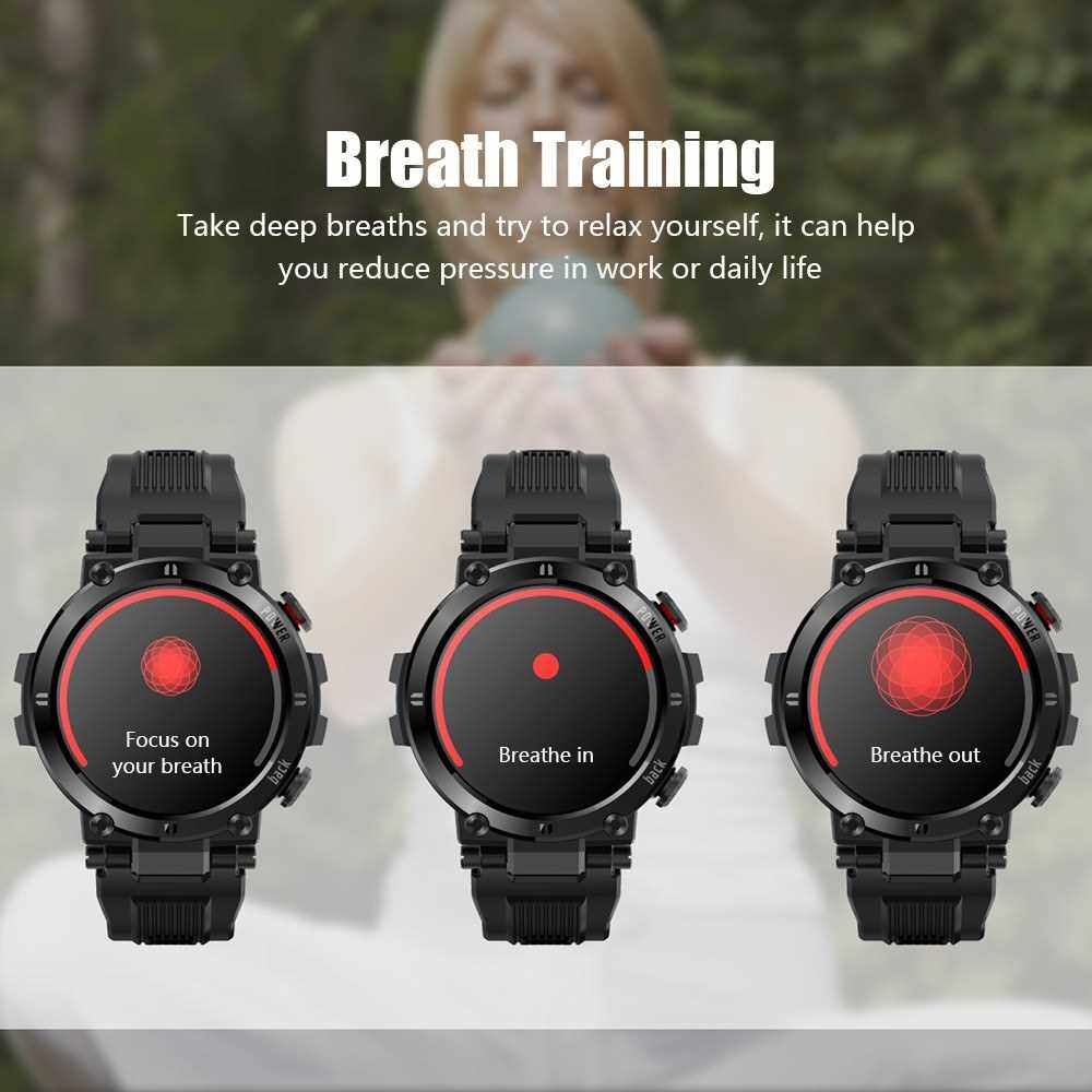 Best Selling 1.3'' Smart Watch Full Touch Heart Rate Blood Pressure Detecting Multi-Sport Mode Scientific Sleep Breath Training Sedentary Reminder IP68 Waterproof Fitness Tracker Smartwatches Sports Wristband Gifts for Men Women (Black)