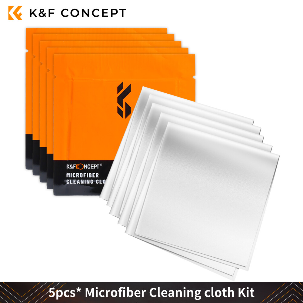 K&F Concept 5pcs Microfiber Cleaning Cloth Kit 15*15cm Dry Cloth White in Vacuum