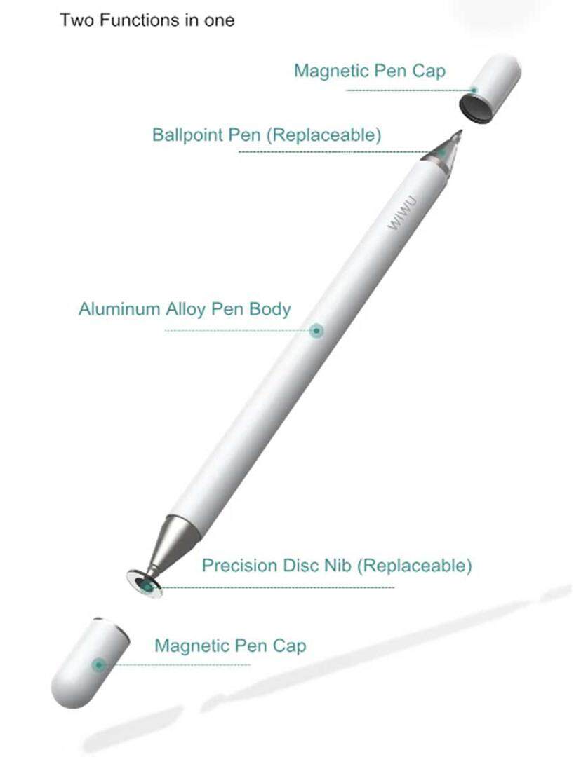 WIWU Pencil One 2 in 1 Pen Tablet Pen, Ipad Pen, Phone Pen, Touch Screen Pen - Stylus For Andriod iP