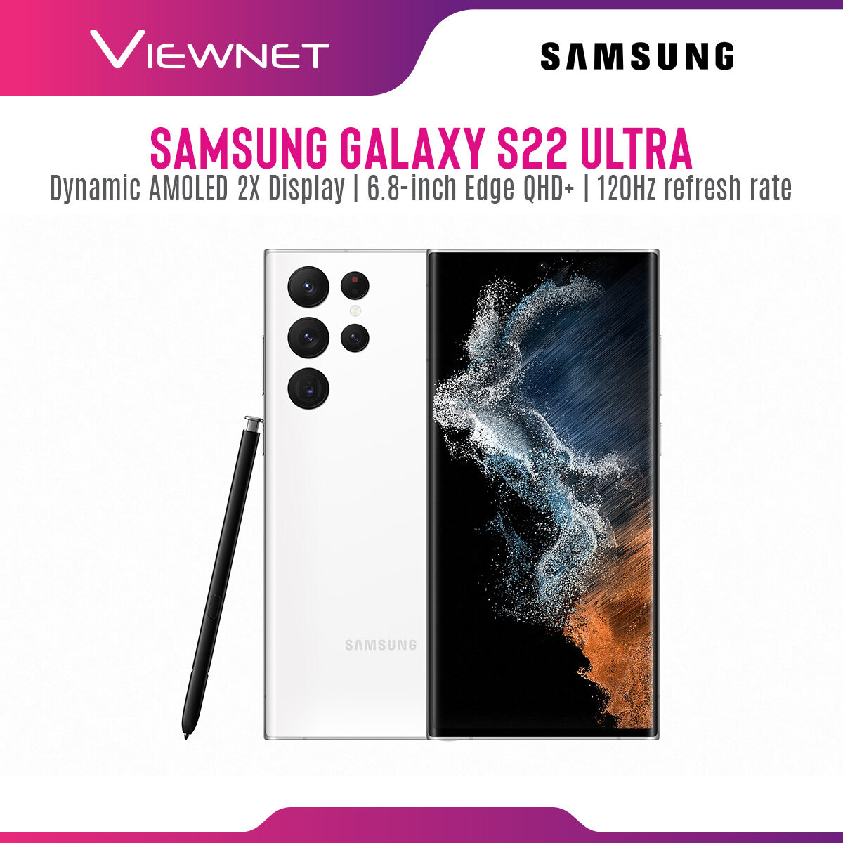 [PRE-ORDER] Samsung Galaxy S22 Ultra 5G Smartphone with Dynamic AMOLED 2X Display, 6.8-inch Edge QHD+, 120Hz Refresh Rate, 5500mAh Battery (ETA : 2022-03-03)
