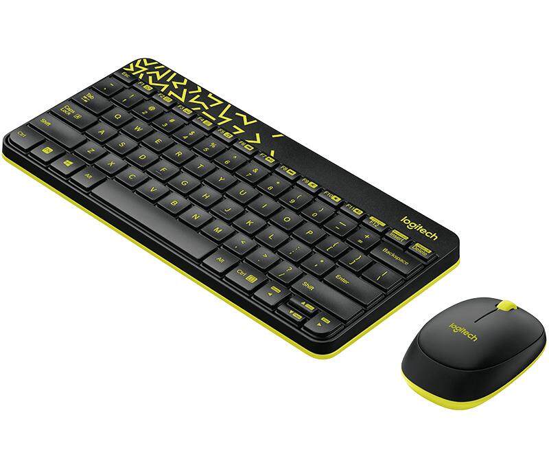 Logitech Wireless Keyboard + Mouse Combo MK240 (Black/Chartreuse Yellow & White/Vivid Red)