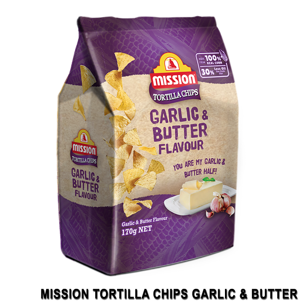 Mission Garlic & Butter Flavoured Tortilla Chips 170g