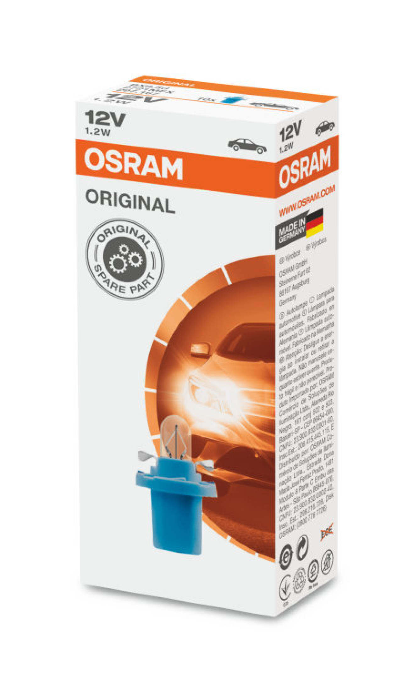 Osram 2721MFX T5 Blue Socket Dashboard Meter Panel PCB Bulb (10pcs) 12V BX8.5d