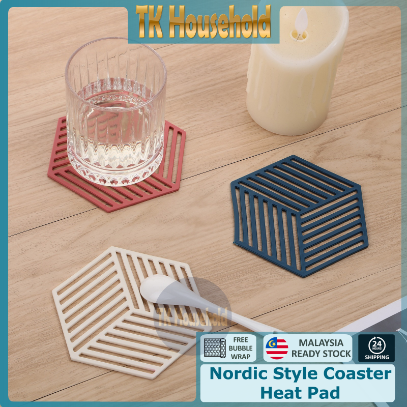 Silicone Heat Insulation Pad Nordic Style Polygonal Anti-scalding Anti-skid Coaster Milk Coffee Cup Mats [TK Household]