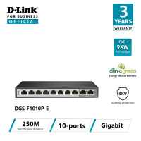 D-Link 250M Distance 10 Port Gigabit PoE Unmanaged Switch with 8 PoE & 2 Uplink Port for CCTV Camera/ PoE Access Point/ IP Phone(Power Budget 96W) DGS-F1010P-E