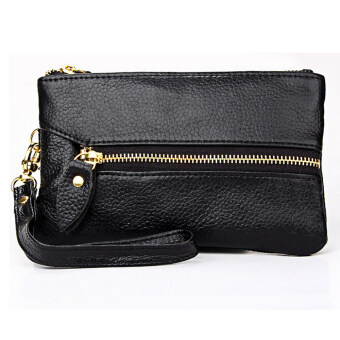 Boshiho Genuine Leather Key Holder Wallet Zippered Card Holder Coin Purse with 6 Key Ring Keychain