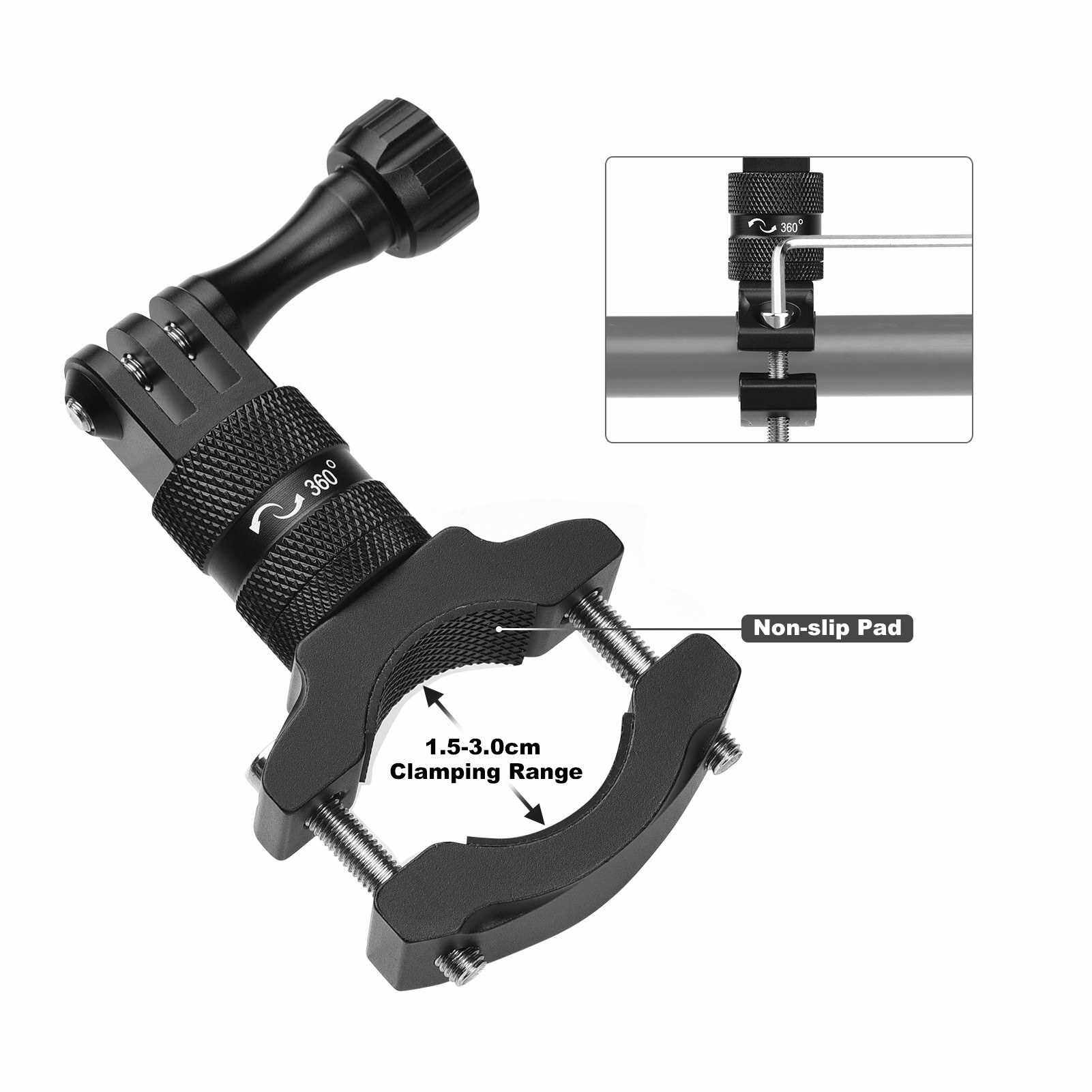 Aluminium Alloy Bike Bicycle Handlebar Mount Holder 360 Degrees Rotary Camera Mount Accessories Replacement for Gopro Hero 9/8/7/6/5/4 SJCAM YI DJI Osmo & Other Action Camera (Standard)