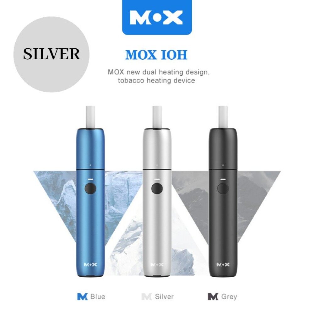 [Latest Dual Heating Design] MOX IOH Heat Not Burn Free Gift Cleaning Device 17 Continuous Sticks Per Recharge (Silver)