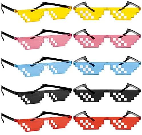 Men Women Goggles Glasses Thug Life 8-Bit MLG Pixelated Sunglasses for Minecraft players