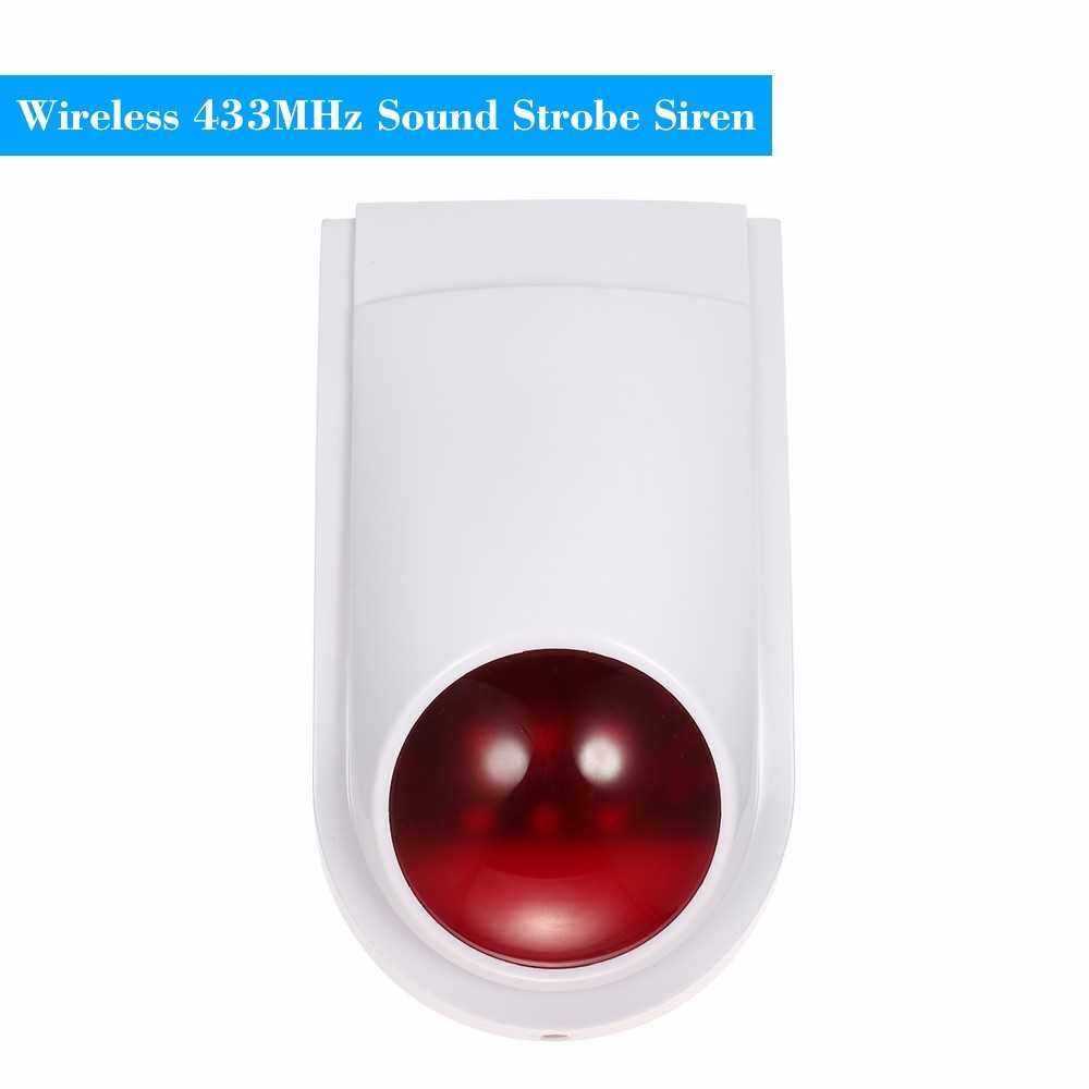 Best Selling Wireless Sound Strobe Siren Alarm Host Flash Light Alarm Outdoor Waterproof Compatible with 433MHz Remote Control, Door Sensor, PIR detector Home Security Alarm System (White&Red)