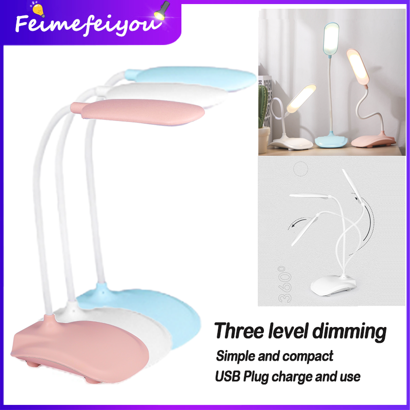 Table lamp led light for room study lamp lampu meja belajar rechargeable desk lamp with USB wire touch ON/OFF 3-level brigtness dimming reading light for dormitory bedroom