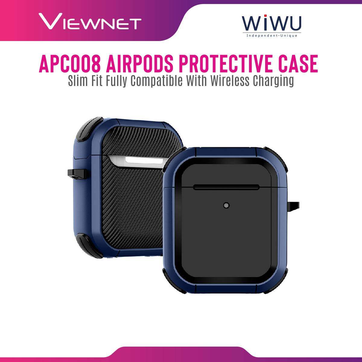 WIWU APC008 AirPods Case Protective Carrying Case PC Cover TPU Frame Cover