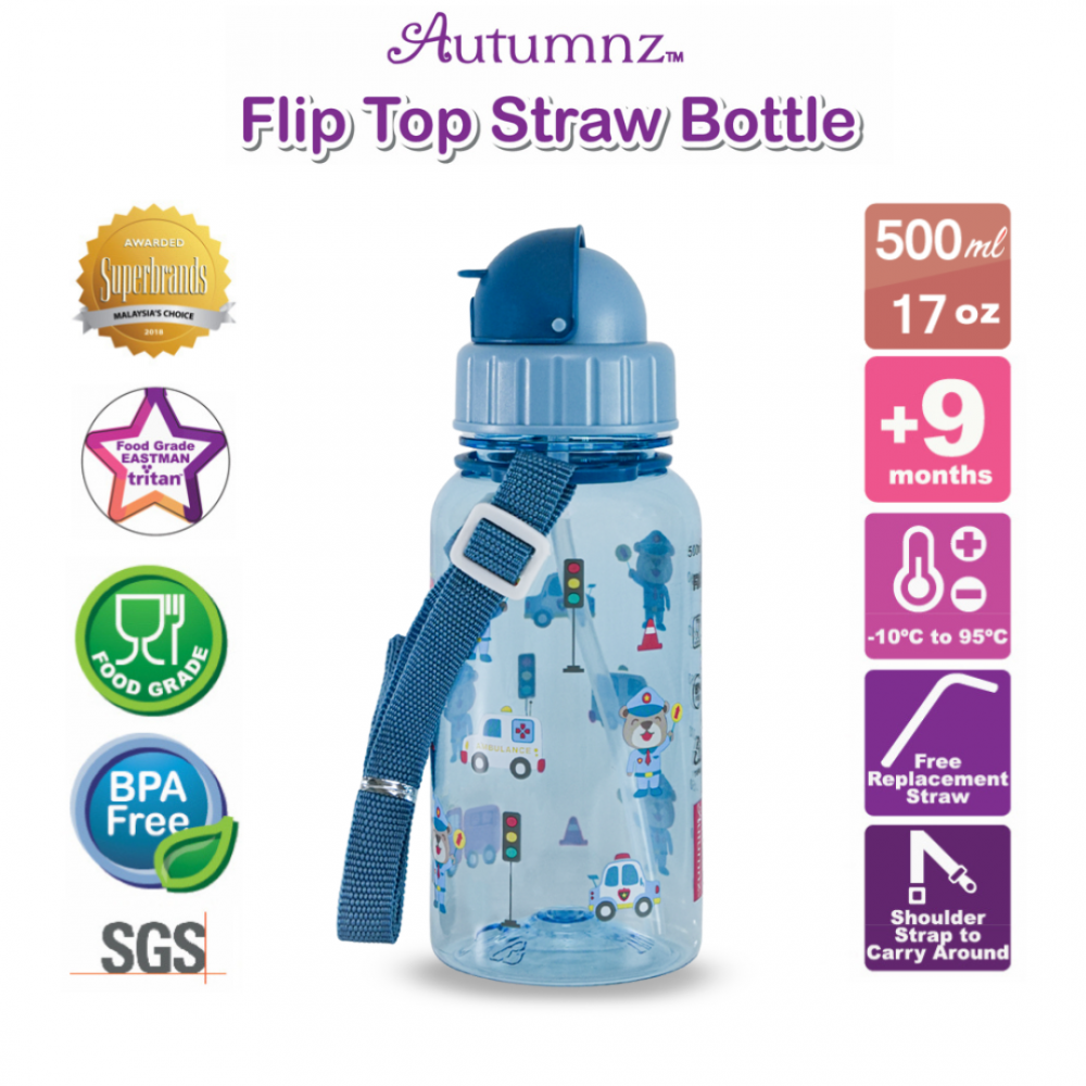 Autumnz - Flip Top Straw Bottle 500ml /17oz