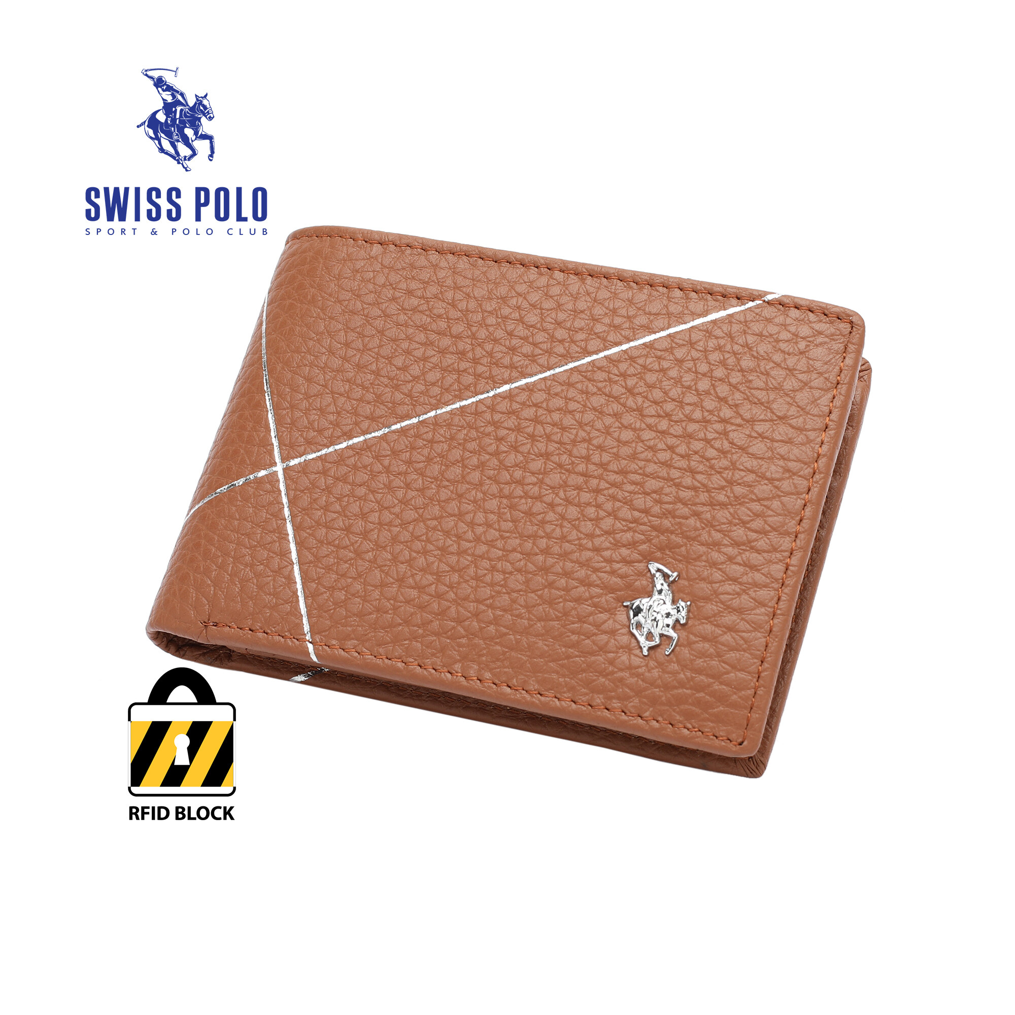 SWISS POLO Genuine Leather RFID Bifold Short Wallet SW 124-2 BROWN