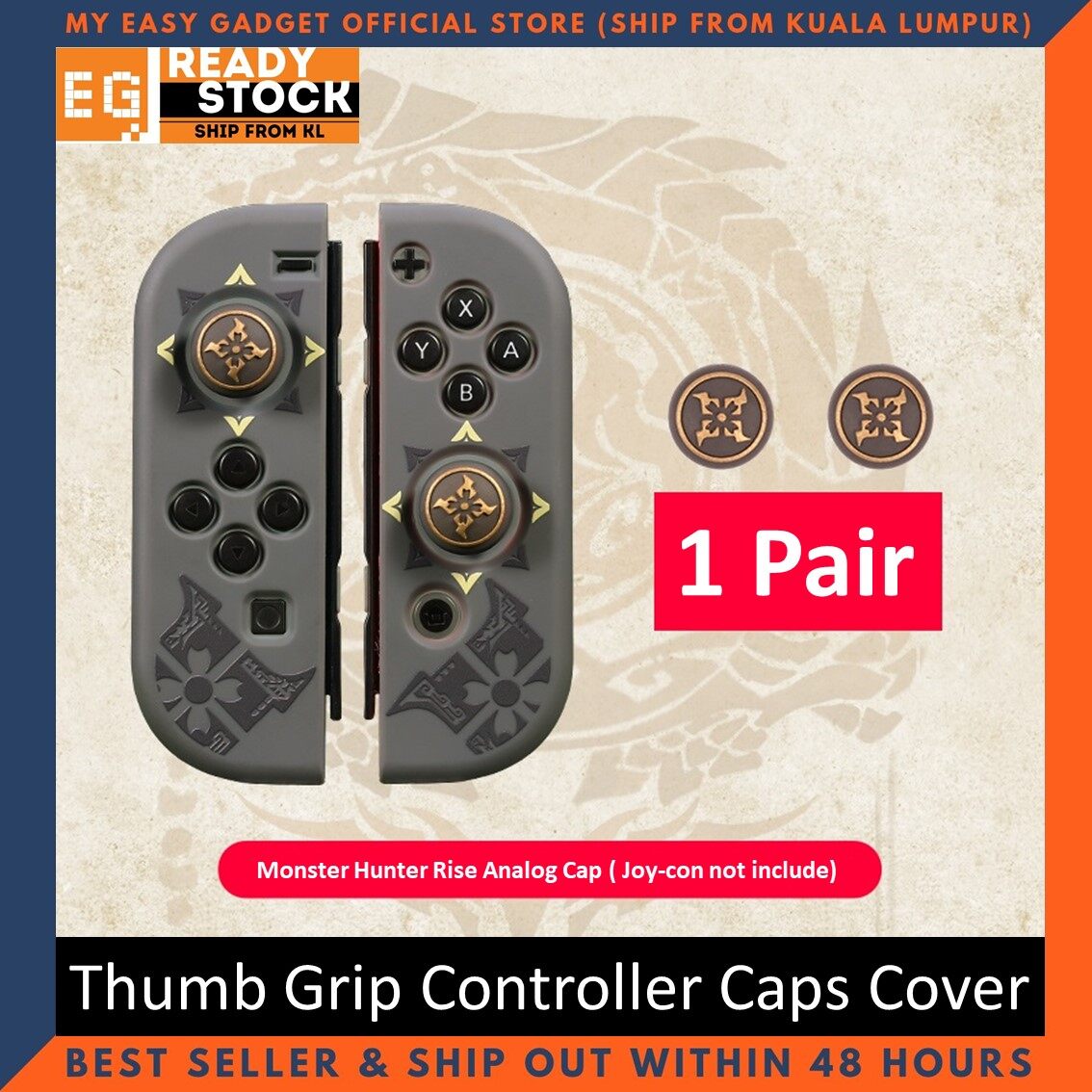 Nintendo Switch OLED V2 LITE Thump Grip Monster Hunter Rise Zelda Silicone Analog Cap for Joy-con (1 Pair)