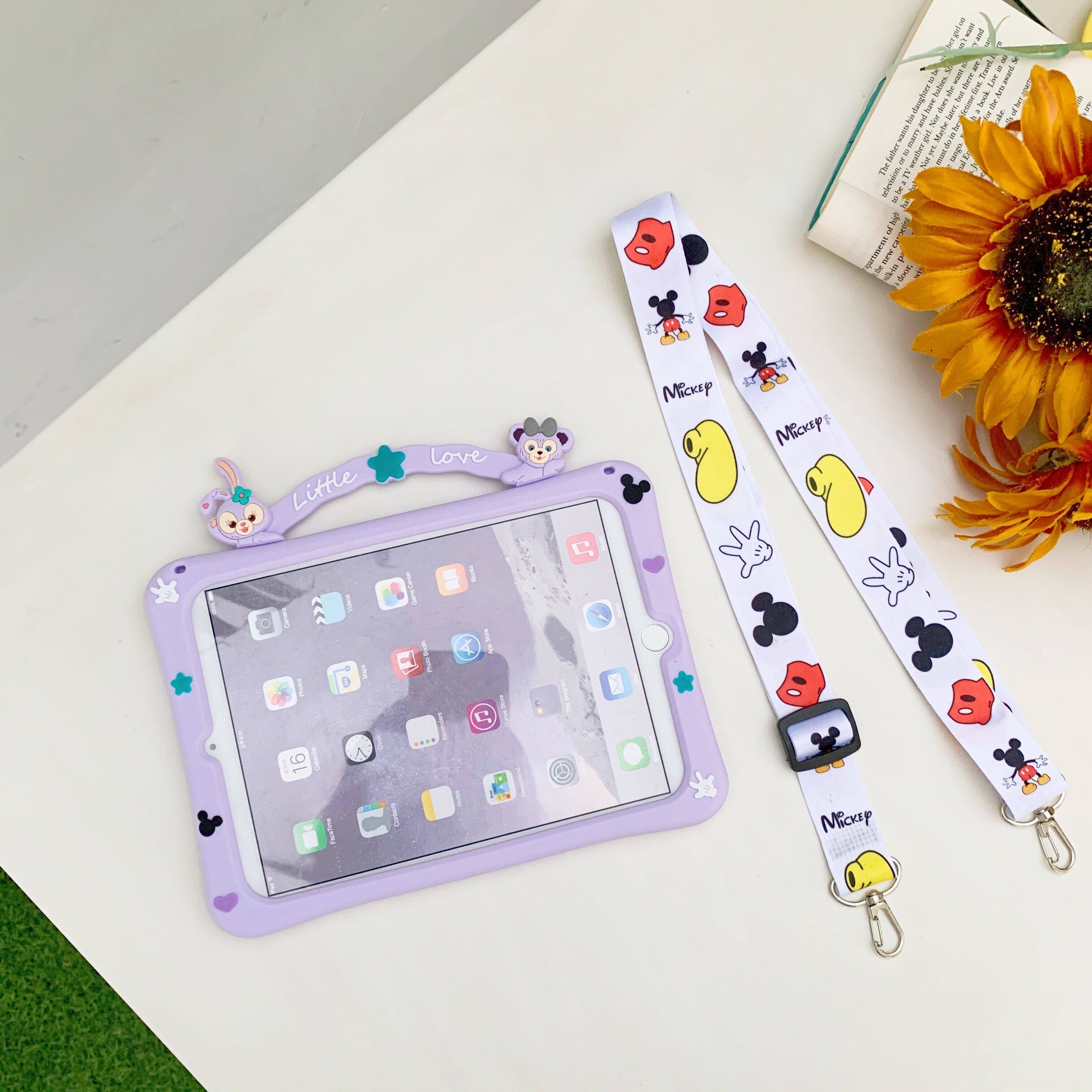 Cho iPad Mini 12345, iPad 234, iPad Air1/Air2, iPad 5th/6th Gen 9.7, iPad Pro 9.7, iPad 7th/8th Gen 10.2, iPad Air 3rd Gen 10.5, iPad Pro 10.5, iPad Pro 11 2018/2020 Ốp Chống Rơi Hoạt Hình StellaLou Bằng Silicon Cho Trẻ Em, Với Dây Đeo Vai